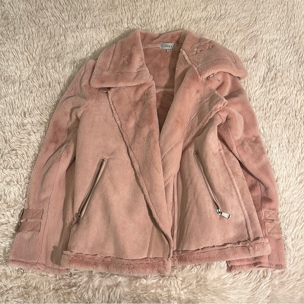 pink faux fur winter jacket